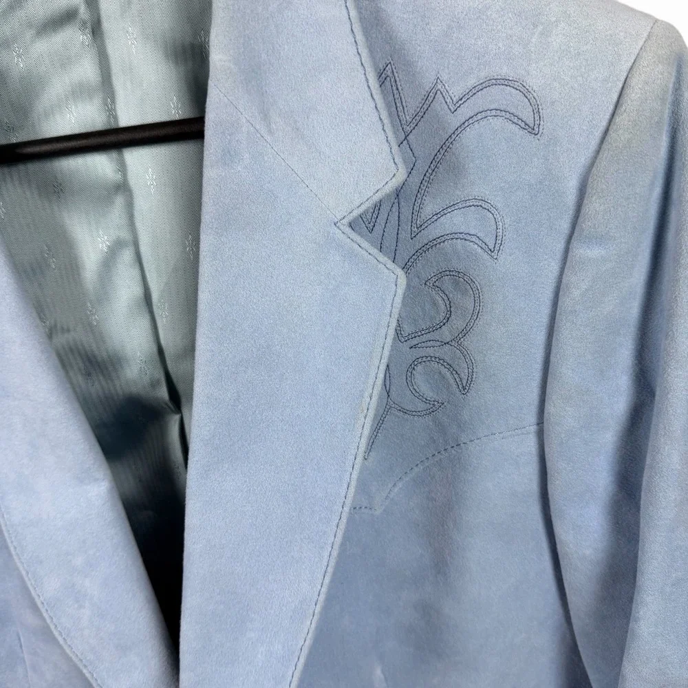 Vintage Scully Light Blue Suede Men's Blazer‎ w Embroidery Sz 42 (L) - approx